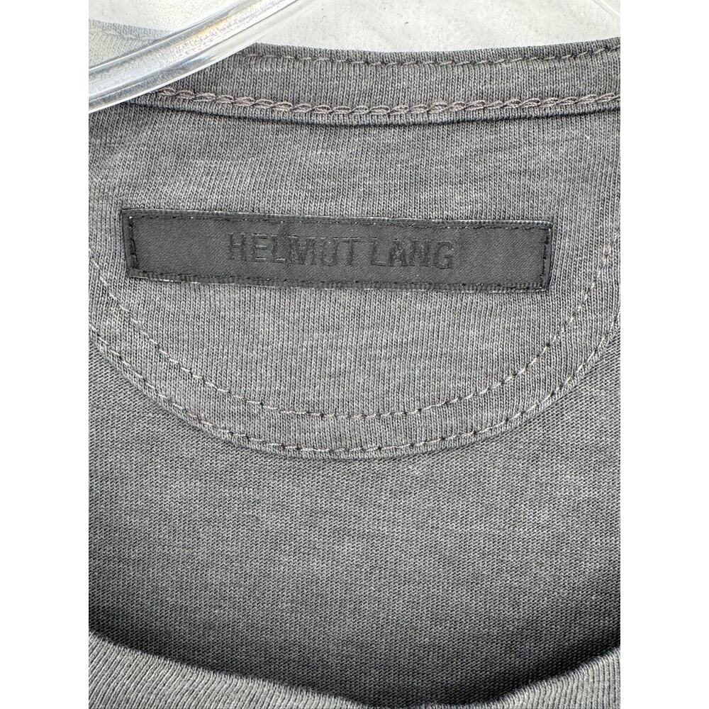 Helmut Lang Mens Gunmetal Grey Metallic Blue Film Print Box Fit T Shirt Sz M - Picture 5 of 6